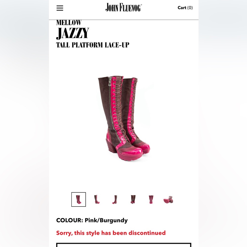John Fluevog Mellow Jazz boots burgundy and pink size 9